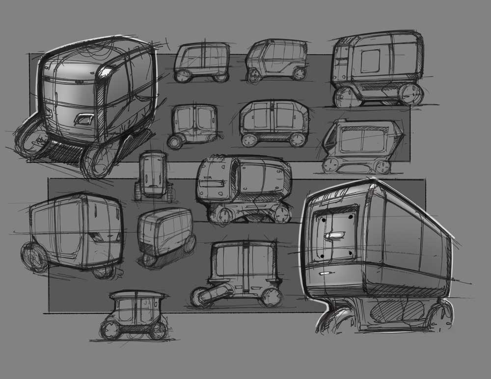 food delivery bot concept sketches