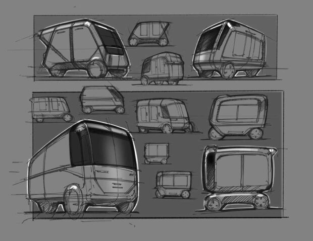 Magna ideation grey sketch of delivery bot