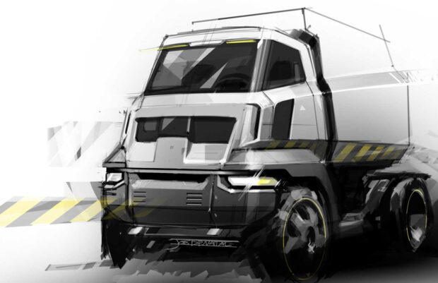 Sketch of large construction style truck