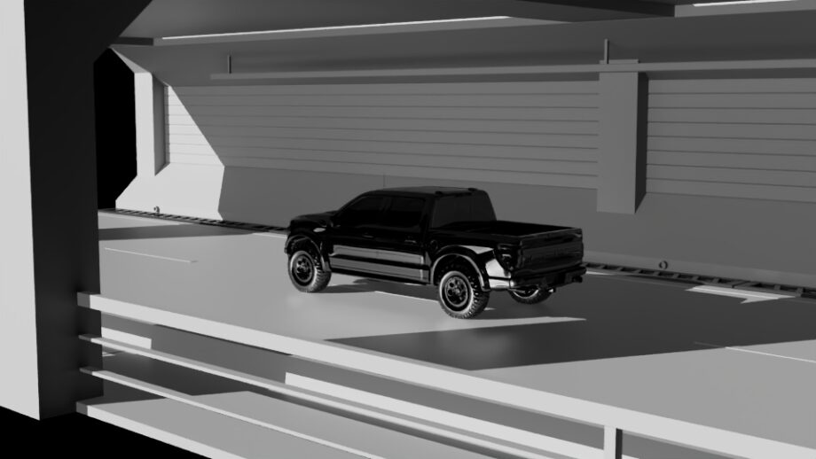 VRED generated image of truck in a tunnel