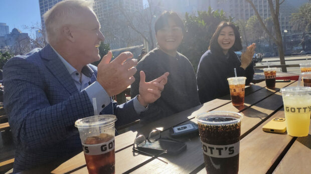 Students enjoying lunch together
